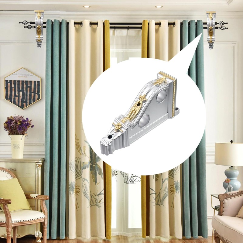 Mewutal 2pcs Drapery Sconces Silver Curtain Rod Holders Brackets with