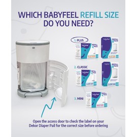 Babyfeel Refills for DEKOR PLUS Diaper Pails, 8 Pack, Exclusive 30% Extra Thickness, Fresh Powder Scent, Holds up to 4640 Diapers