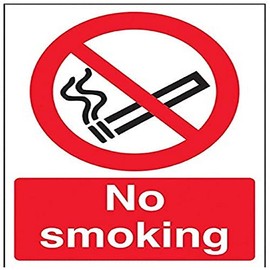 V Safety 57034AN-R No Smoking Prohibition Sign - Portrait - 150mm x 200mm - 1mm Rigid Plastic, Black/Red