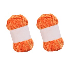 2 Rolls 100g Velvet Chenille Yarn for Crocheting and Knitting Soft Chunky Chenille Yarn Baby Blanket Yarn for DIY Weaving Craft (Orange)