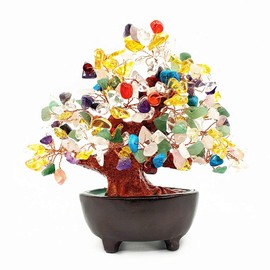 Colorsheng 7 Inch Quartz Crystal Money Tree Bonsai Feng Shui Gem Decoration for Wealth and Luck (Multicolor)
