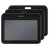 3 Pack Sliding ID Badge Holder, Black Horizontal Hard Plastic