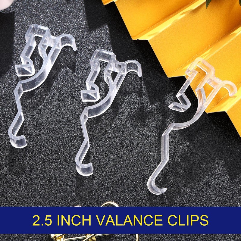 Jetec Valance Clips 2.5 Inch Arc-Shaped Clear Plastic Valance Retainer