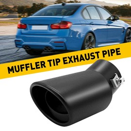 Peakloong Car Trim Exhaust Pipe 63mm Stainless Steel Bend Muffler Tip Tail Throat Black