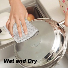 Multipurpose Wire Dishwashing Rags for Wet and Dry,Wire dishwashing rag Multipurpose Wire Miracle Cleaning Cloths for Dishes, Pots, Sinks 6pcs