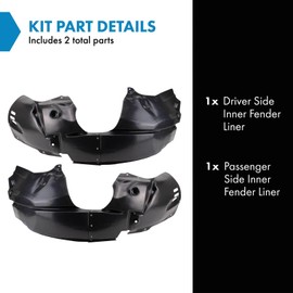 TRQ TRQ Inner Fender Liner Set Compatible with 2011-2013 Ford Fiesta FO1248153 FO1249153