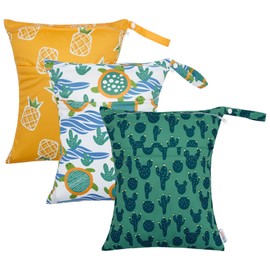 ALVABABY Wet Dry Bags Waterproof 3pcs Two Pockets Travel Storage Bags Cosmetic Bags Handbags Wash Bags Beach Pool Daycare Soiled Baby for Swimsuits or Wet Clothes 3L-ZM23-CA