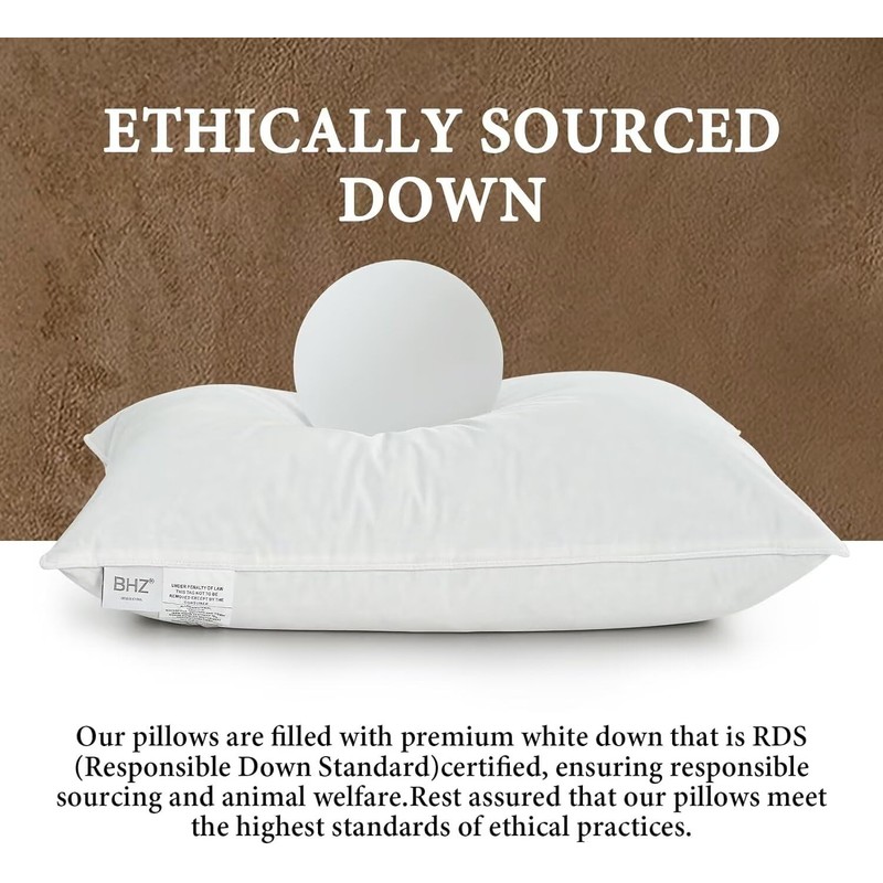 BHZ Goose Down Feather Pillows Queen Size - Hotel Collection