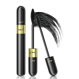 Máscara De Pestañas Vibely 2 En 1 Lash Cosmetics 4D Silk 5 Veces Más Larga, Resistente Al Agua, Sin Grumos, Color Negro De Larga Duración             