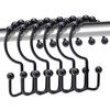 Shower Curtain Hooks,Double Sided Black Shower Curtain Hooks Rust Proof,Set