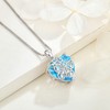 FJ Love Heart Aquamarine Necklace 925 Sterling Silver Butterfly Necklace