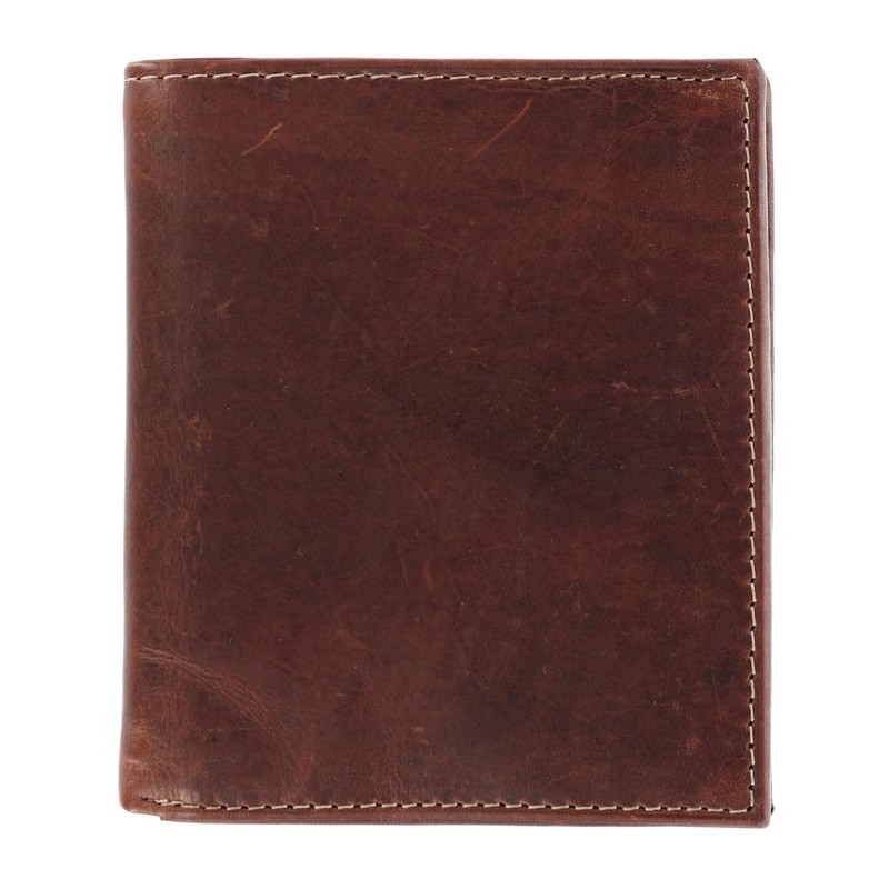 CTM Men's Oil Pull Up Leather Hipster Bifold Wallet, Brown