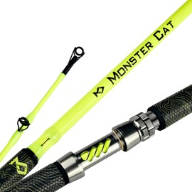 MASTER LOGIC Monster Catfish Fishing Rod, 1 Piece 7’Glow with Black Light Catfishing Casting Rods Heavy Yellow
