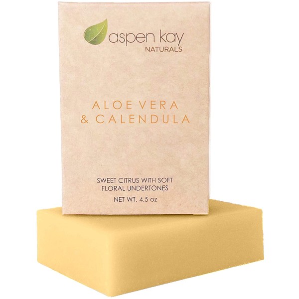 Aloe Vera & Calendula Soap, 100% Natural & Organic, With Organic Aloe Vera, Calendula & Turmeric. Use As a Face Soap, Body Soap or Shaving Soap. (Aloe Vera & Calendula 1 Pack)