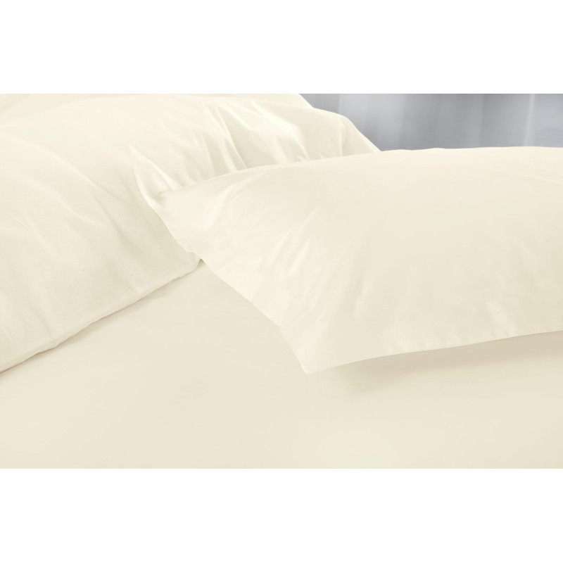 Microfibre Duvet Cover Set, Ultra Soft Bedding, 100% Polyester (Cream,