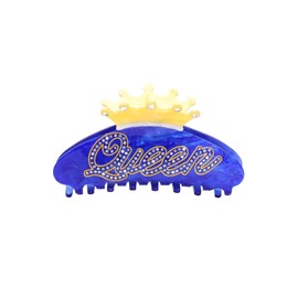HAIMEIKANG Rhinestone Hair Claw Clips for Women - Acrylic Queen Pattern Claw for Girls，Large Size Hair Clip for Thick Thin Hair,Friendship Gifts for Sister Bride 1PCS（Royal Blue-Queen）