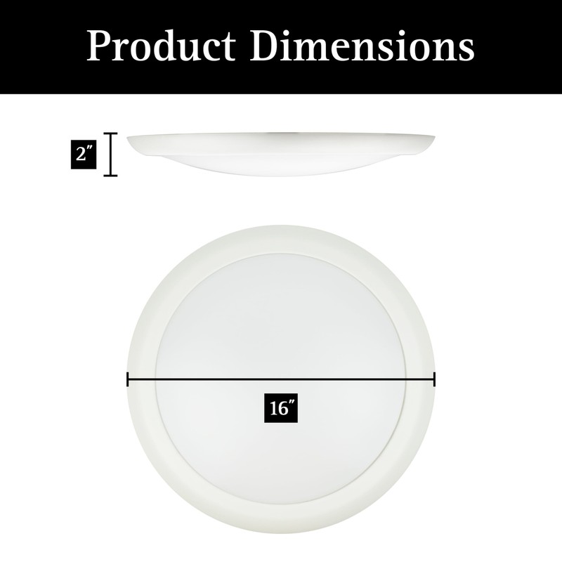 Ultralux 16" LED Flush Mount Ceiling Light – Dimmable, Slim