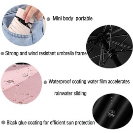 Small Umbrella Mini Folding Travel Umbrella Cute for Sun and Rain 99% UV Protection Compact Lightweight Portable for Women Men Kids Multiple Colors Grey