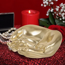 Beavorty Resin Buddha Hand Jewelry Dish Trinket Rings Holder Jewelry Ring Tray Key Trinket Plate Bowl Jewelry Organizer for Women Girls Mom Brithday Golden