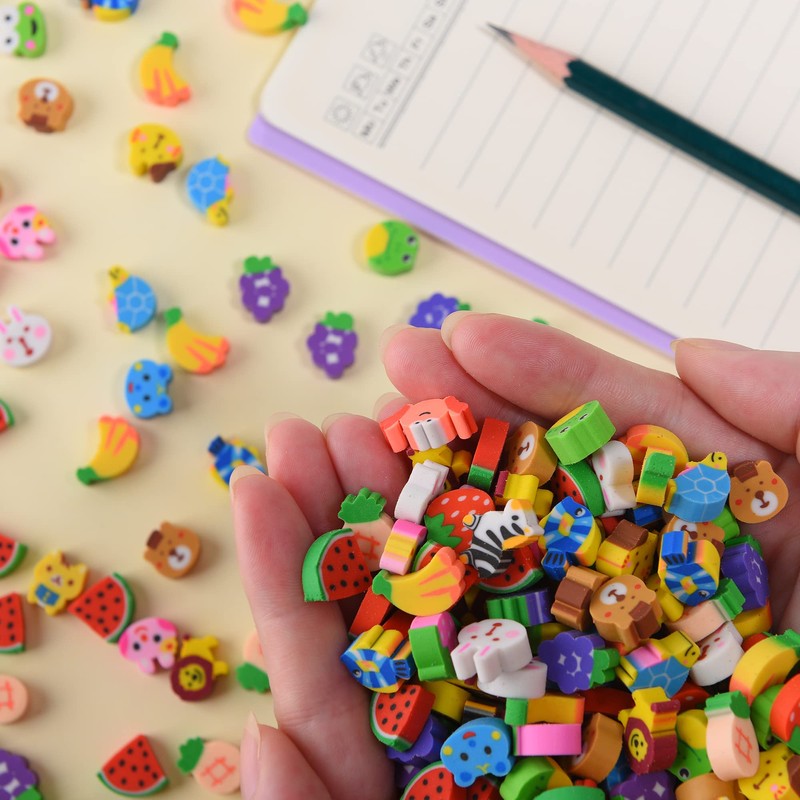 300Pcs Mini Erasers for Kids Bulk, Small Erasers Tiny Animal