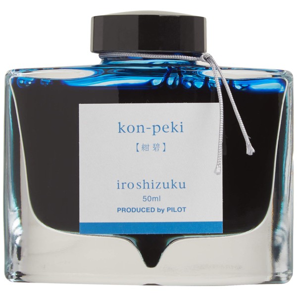 PILOT Iroshizuku Bottled Fountain Pen Ink, Kon-Peki, Deep Blue (Turquoise Blue) 50ml Bottle (69212), Cerulean Blue