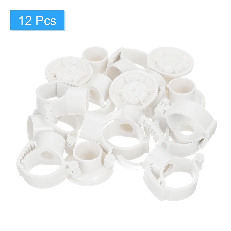 uxcell 12Pcs PVC Pipe Clamps, White, Fit for 20-32mm OD