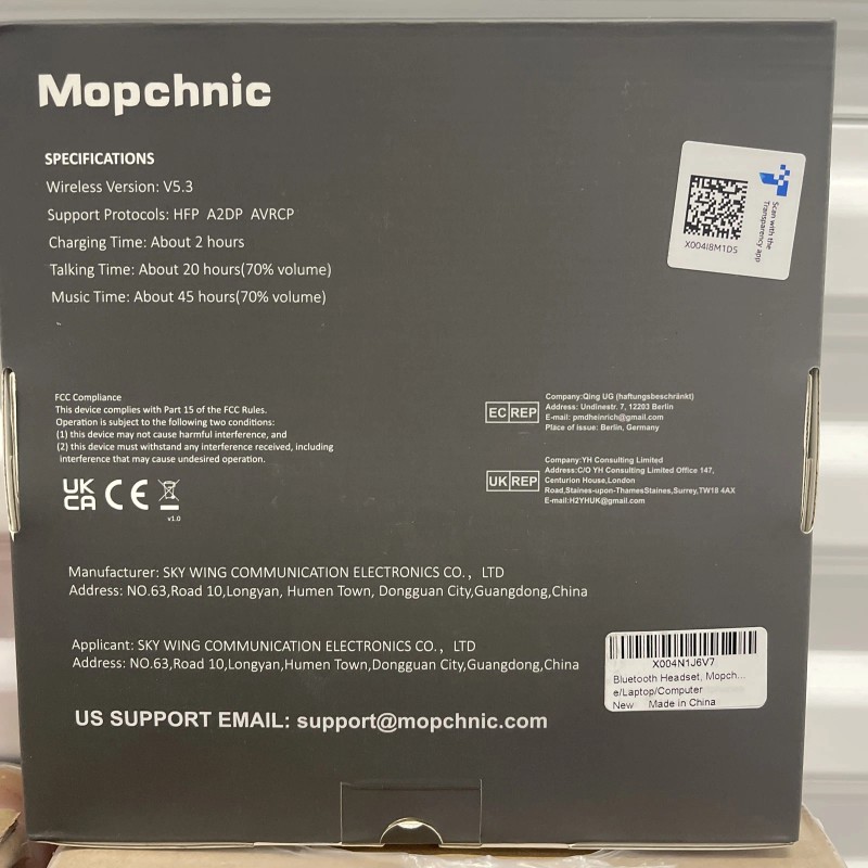 Mopchnic Bluetooth Headset, Wireless W/ USB Dongle AI Noise Canceling