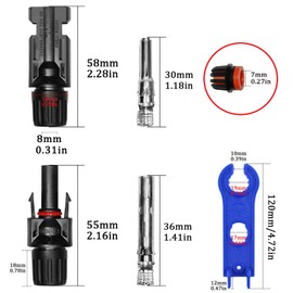 10 Pairs Solar Panel Connectors Solar Plug Cable Connector Male Female Solar Panel with 1 x Wrench