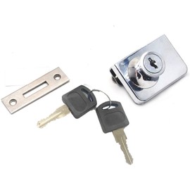 2Pcs Glass Cabinet Lock for IKEA with 2 Keys Glass Window Lock Single Swing Glass Cabinet Showcase Door Lock Chrome Plated