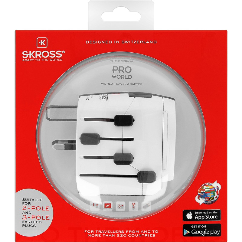 SKROSS Pro World Travel - Adaptador de Viaje con enchufes