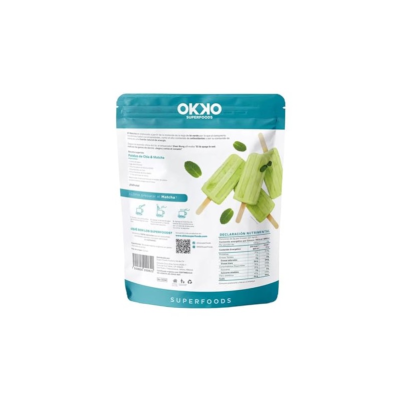 Okko Superfoods Té Verde Orgánico Matcha en Polvo, 454g, Orgánico