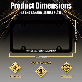 Hibiscus Flowers Waves License Plate Frame Hawaii Floral Palm Tree Tropical License Plate Personalise Men Women Car Decoration Stainless Steel Funny License Plate Holder Auto Part 12.2"x6.2"