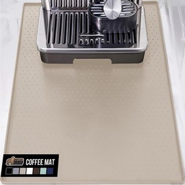 GORILLA GRIP Silicone Coffee Mat, 18x28, Espresso Machine Bar Accessories, Keep Kitchen Counters Clean, Stays in Place, Waterproof and Heat Resistant Dish Drying Mats, Home Decor Essentials, Almond