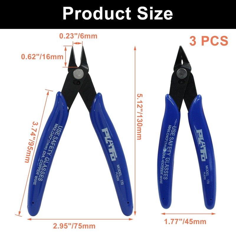 Murtenze 3 Pack 170ii Wire Flush Snips Micro Wire Cutters,