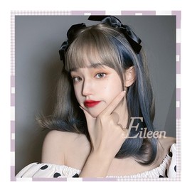 Eileen Gray Blue Wig, Natural Fluffy Feel, Women’s Wig, Straight, Small Face Effect, Net Included