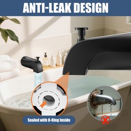 Tub Spout with Pull Down Diverter – Slip-Fit Bathtub Faucet Spout Replacement, 1/2” Copper Pipe Connection, Easy Installation, Universal for Bathroom Shower (Matte Black)