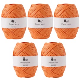 原ウール Knitworm Paper Yarn 5 Ball Set Bulky 30g (84 Yards) 100% Paper Made in Japan (8.Orange)