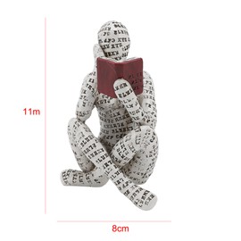 Ruspela Resin Reading Woman Figurine Handmade Abstract Thinking Sculpture Innovative Lady Reading Pulp Molding Bookshelf Ornaments for Home Decoration(A)