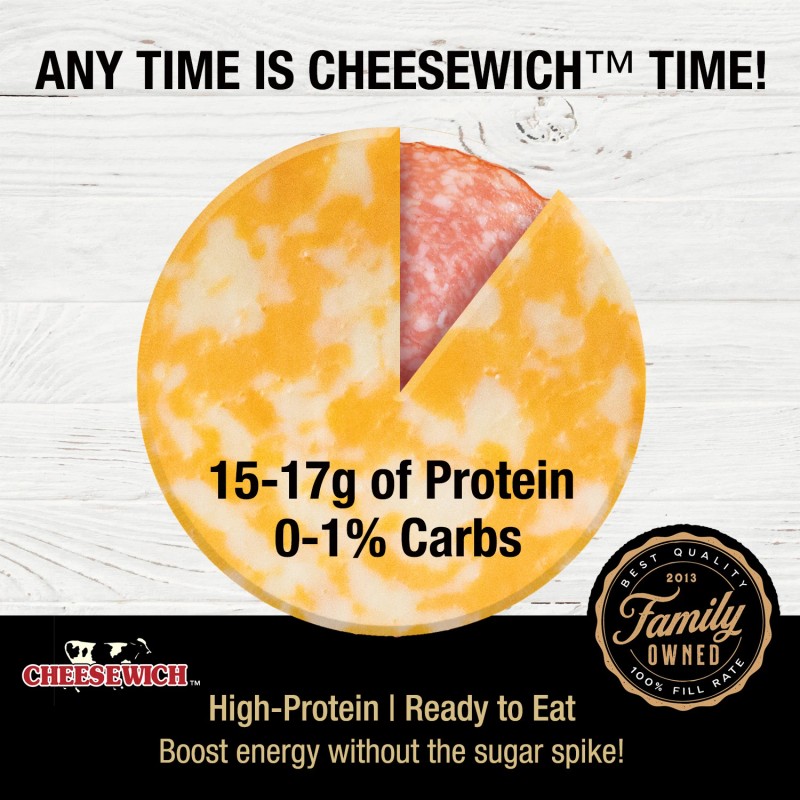 Cheesewich Protein Snacks - Colby Jack & Hard Salami Slices,
