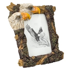 Figuren Shop GmbH Eagle Picture Frame - Bald Eagle Design, 15 x 10 cm Picture Size, 22.5 cm Height, Western Decorative Bird