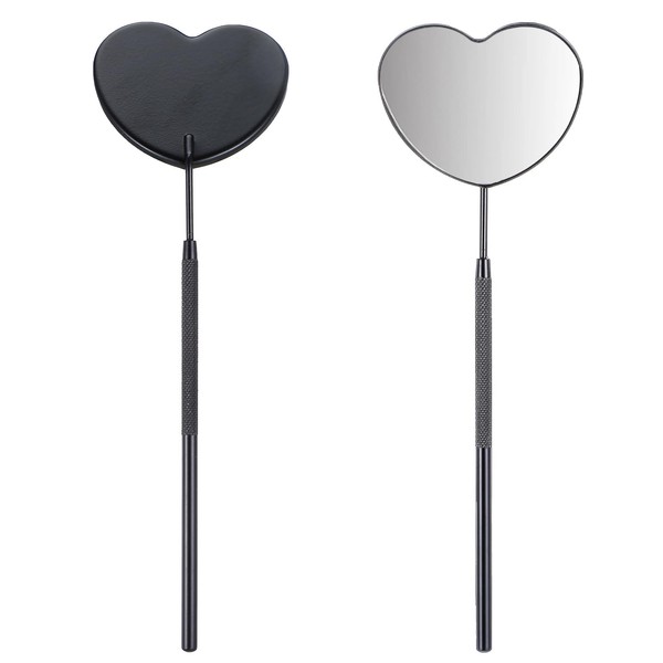 2PCS Lash Mirror, Removable Heart Shaped Stainless Steel Eyelash Makeup