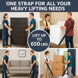 Venmark Moving Straps, 2-Person Lifting and Moving System – Adjustable Shoulder Dolly for Moving Furniture, Appliances, and Goods - Complete with Non-Slip Gloves, Furniture Sliders, and Carrying Bag