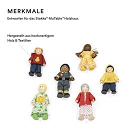 Stokke MuTable Wooden House Dolls by Hape Toys - 2023 New Development - Includes Six Wooden Figures of Different Ages & Clothing - From 3 Years