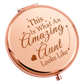 Auntie Gifts from Niece Nephew Aunt Compact Mirror Gifts for Women Birthday Presents from Niece and Nephew Appreciation Presents for Aunt Retirement Thank You Auntie Travel Folding Makeup Mirror