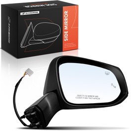 A-Premium Passenger Side Power Door Mirror - Compatible with Toyota Sienna 2021 2022 2023 2024 - Heated Manual Folding Black Outside Rear View Mirror with Blind Spot Detection