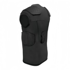 Topeter 6 Pads Football Shirt, Compression Vest with Chest, Rib Protective Padding for Paintball, Basketball M Black