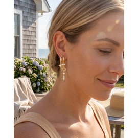 MUMREUES 14K Gold Plated Dangle Drop Stud Earrings for Women Trendy Zirconia Moon Star Hypoallergenic Jewelry Cool Hanging Unique Fun Everyday Statement Hoop Huggie Dainty Earrings Sensitive Ears