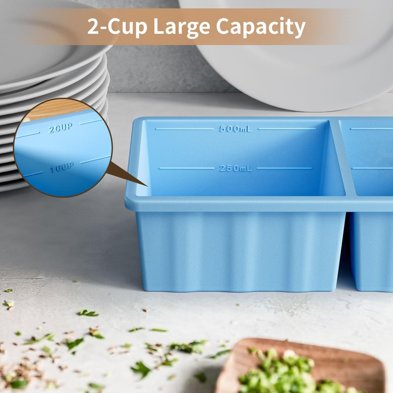 Silicone Freezer Tray for Soup Ice Cubes: 2-Cup Freezing Tray