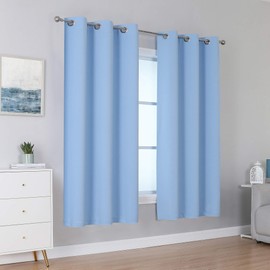DUALIFE Light Sky Blue Curtains for Bedroom, 63 Inch Length, 2 Panels Sets - Thermal Insulated Room Darkening Curtain Draperies with Grommet for Nursery (42 x 63 Inch, 2 Panels)