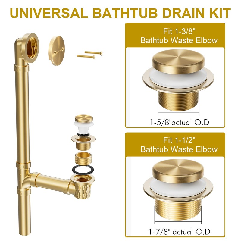 Yaseingoo Champagne Bronze Bathtub Drain Stopper and Overflow Kit, Solid